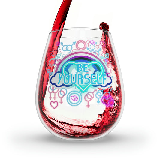 Be Yourself LGBTQ Stemless Wine Glass