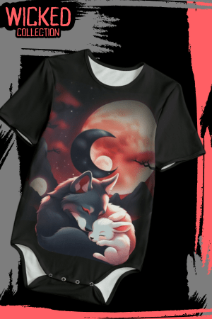 Black Moon Wolf and Bunny Adult Onesie