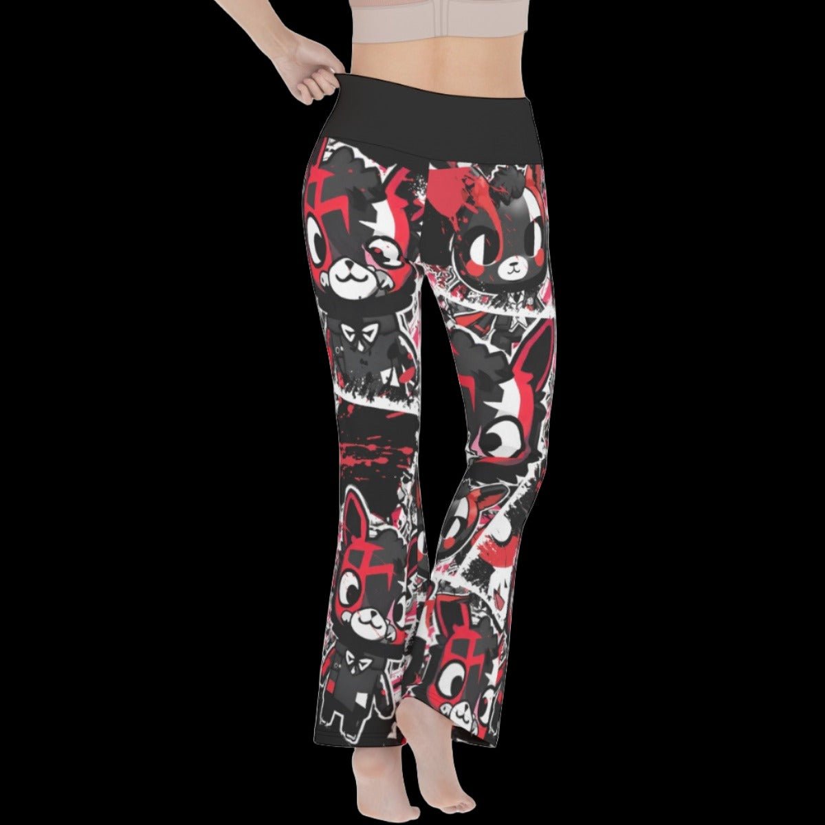 Black & Red Llama Women’s Flare Yoga Pants - yoga pants