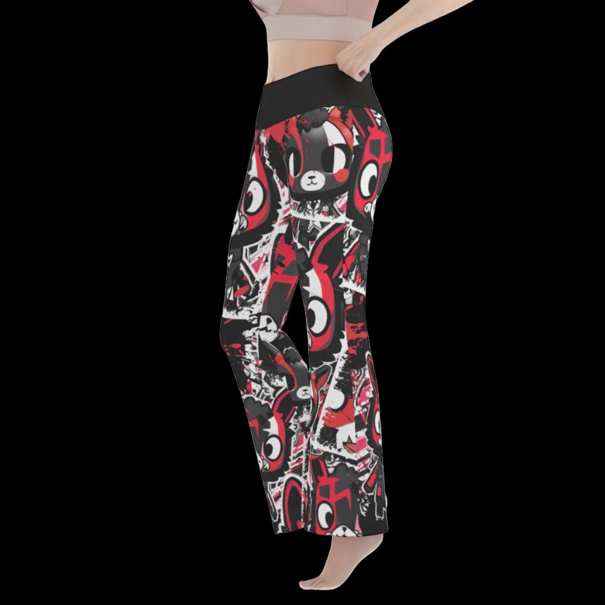 Black & Red Llama Women’s Flare Yoga Pants - yoga pants