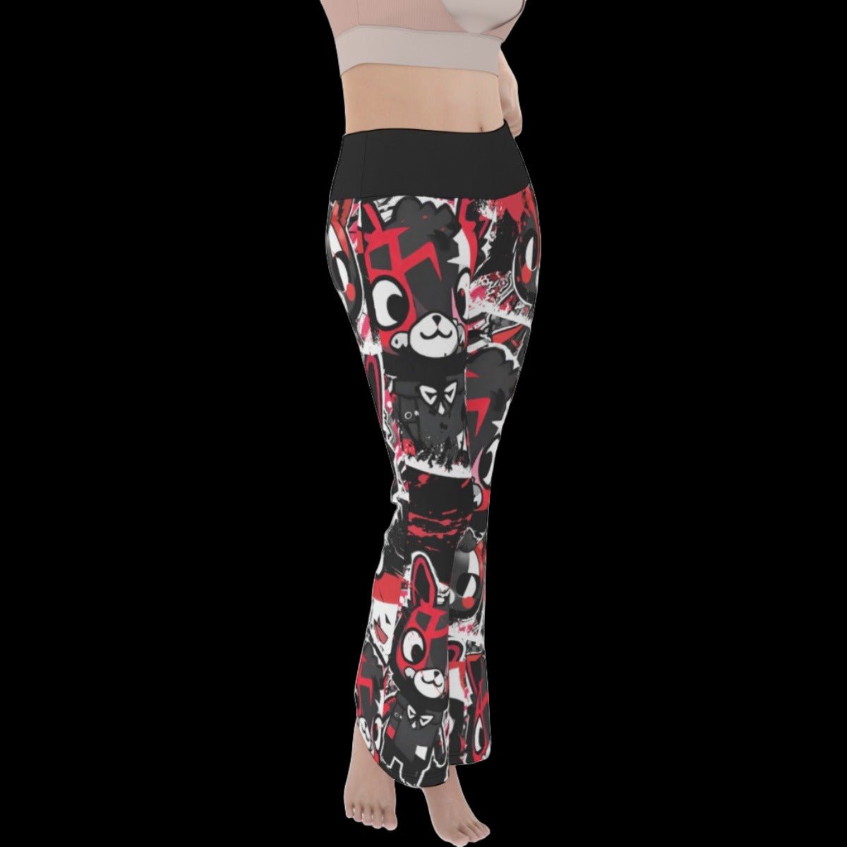 Black & Red Llama Women’s Flare Yoga Pants - yoga pants