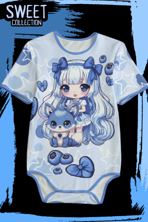 Blueberry Girl & Fox Blue Adult Onesie