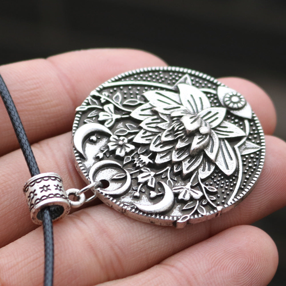 Mandala Flower Necklace Ancient Style Pendant