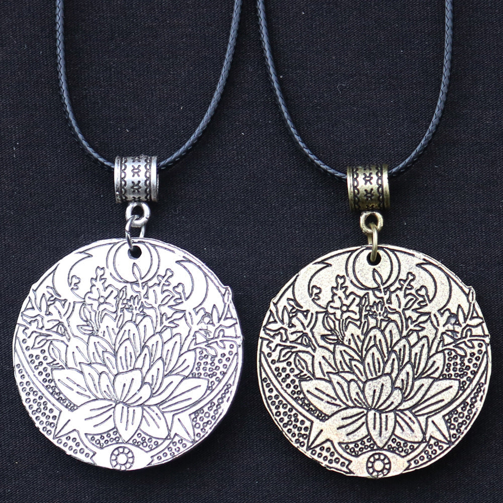 Mandala Flower Necklace Ancient Style Pendant