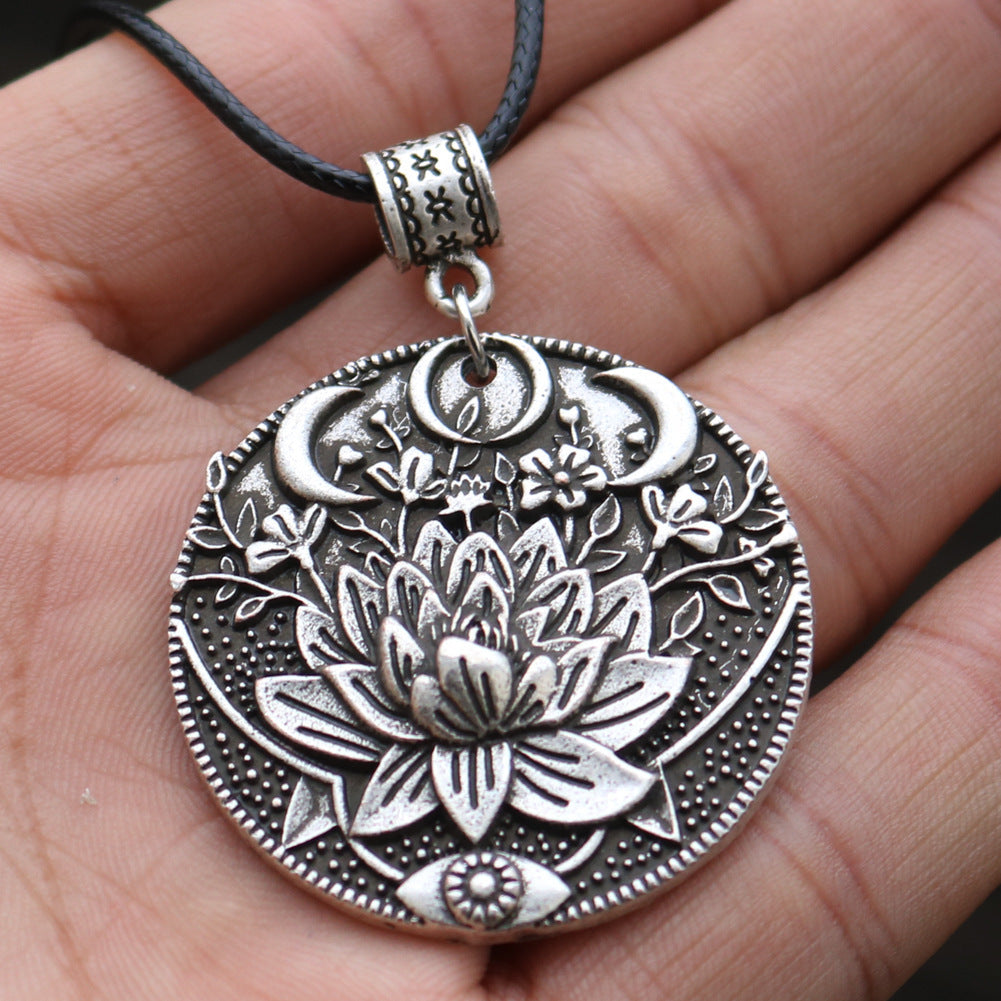 Mandala Flower Necklace Ancient Style Pendant