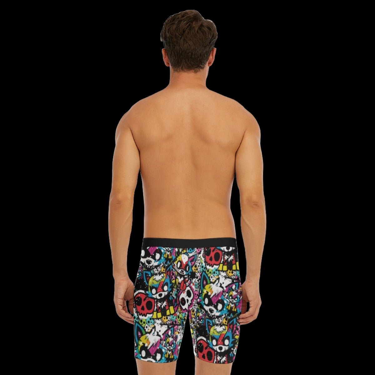 Colorful Graffiti Street Art Wolf Men’s Long Boxer Briefs