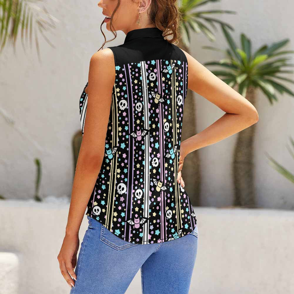 Bats and Skulls Pastel Goth Sleeveless Top
