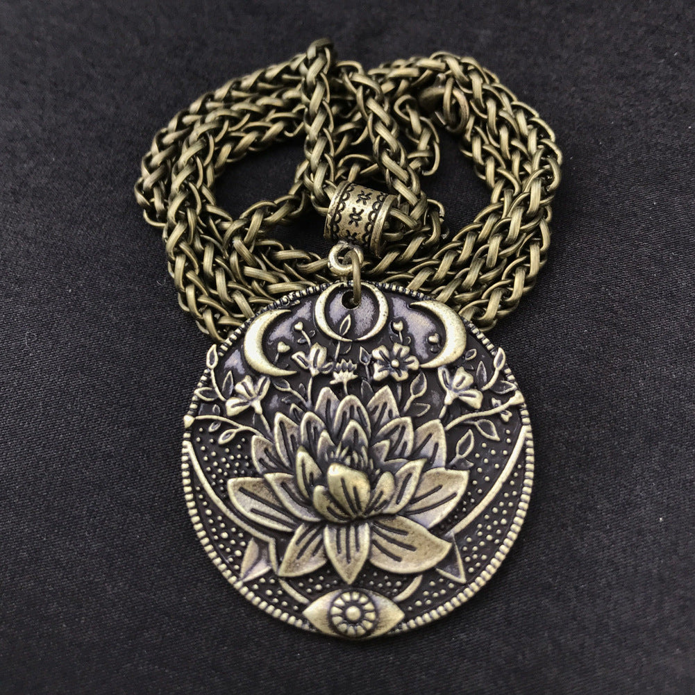 Mandala Flower Necklace Ancient Style Pendant