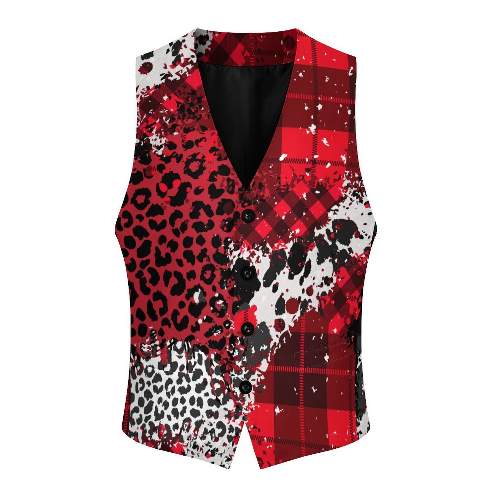 Leopard Red Plaid Suit Vest Unisex