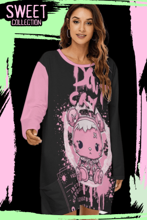 Gothic Pink Teddy Night Shirt Dress Don’t Cry Ouija Board