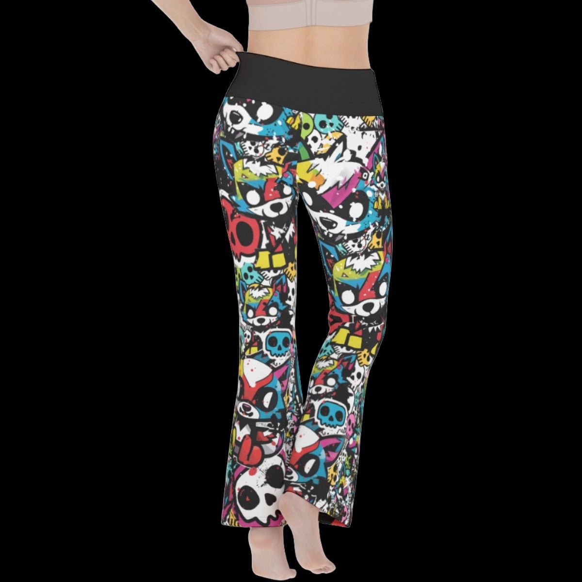 Graffiti Punk Wolf Women’s Flare Yoga Pants