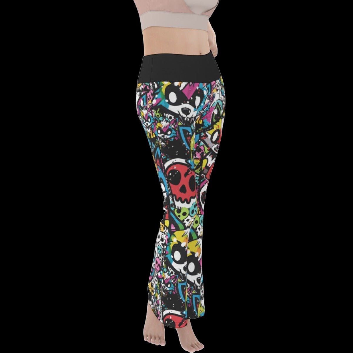 Graffiti Punk Wolf Women’s Flare Yoga Pants
