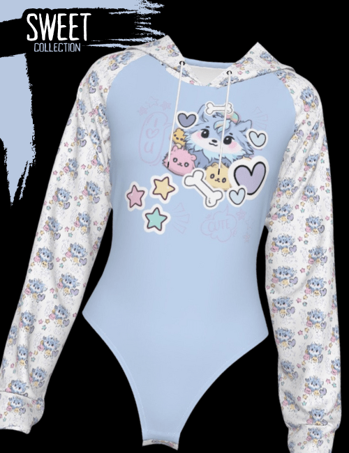 Kawaii Baby Wolf Pup Hooded Adult Onesie