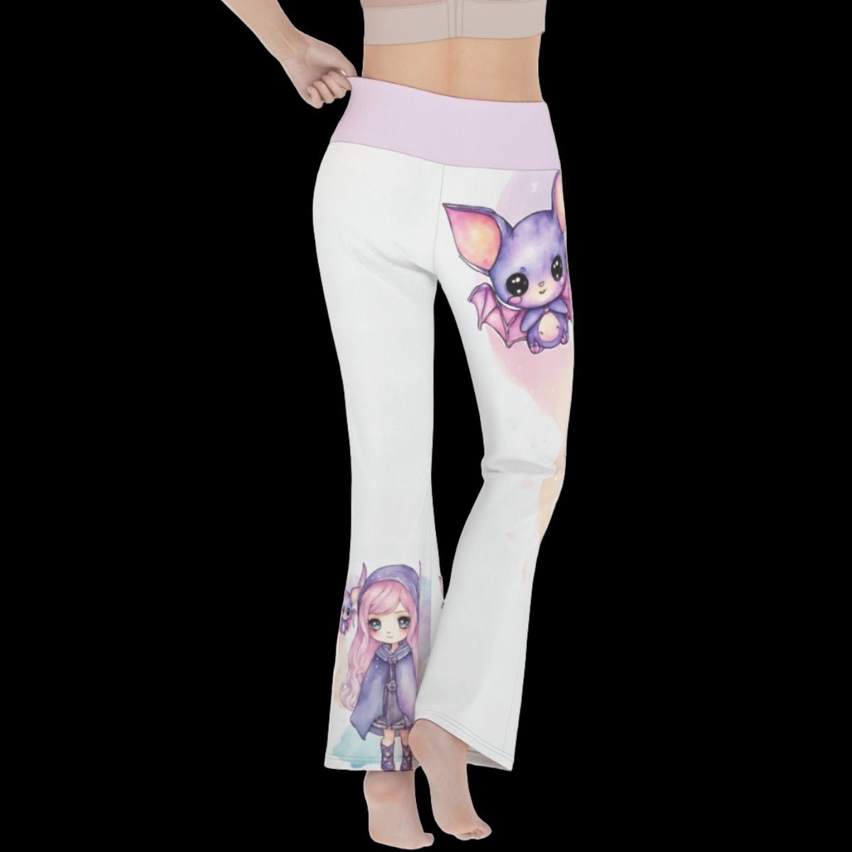 Kawaii Bat Chibi Women’s Flare Yoga Pants - yoga pants
