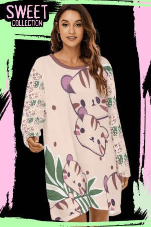 Kawaii ChibiTiger Night Shirt Dress
