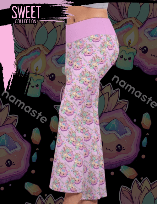 Kawaii Namaste Geode Crystal Women’s Flare Yoga Pants
