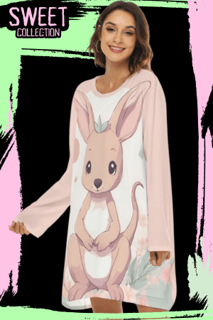 Kawaii Pastel Baby Kangaroo Night Shirt Dress