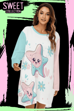 Kawaii Starfish Night Shirt Dress
