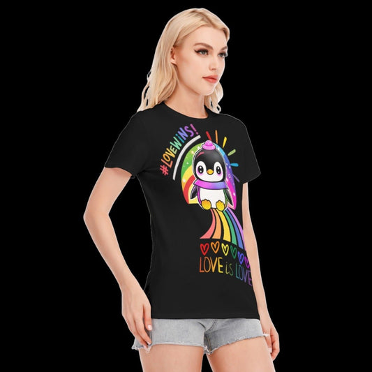 LGBTQ Penguin Love is Love Graphic T-Shirt - S