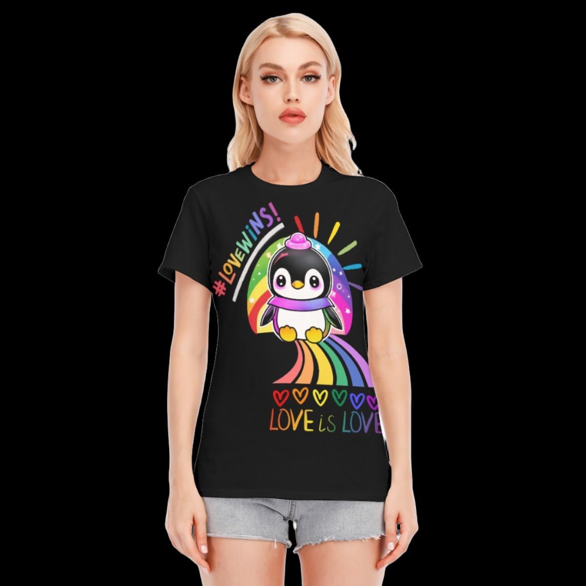 LGBTQ Penguin Love is Love Graphic T-Shirt