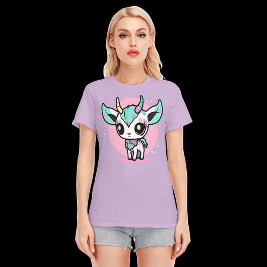 Little Horned Demon Pastel Goth Women’s Round Neck Graphic T-Shirt - S