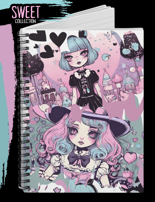 Lovely Gothic Girl Anime Spiral Notebook - Ruled Line