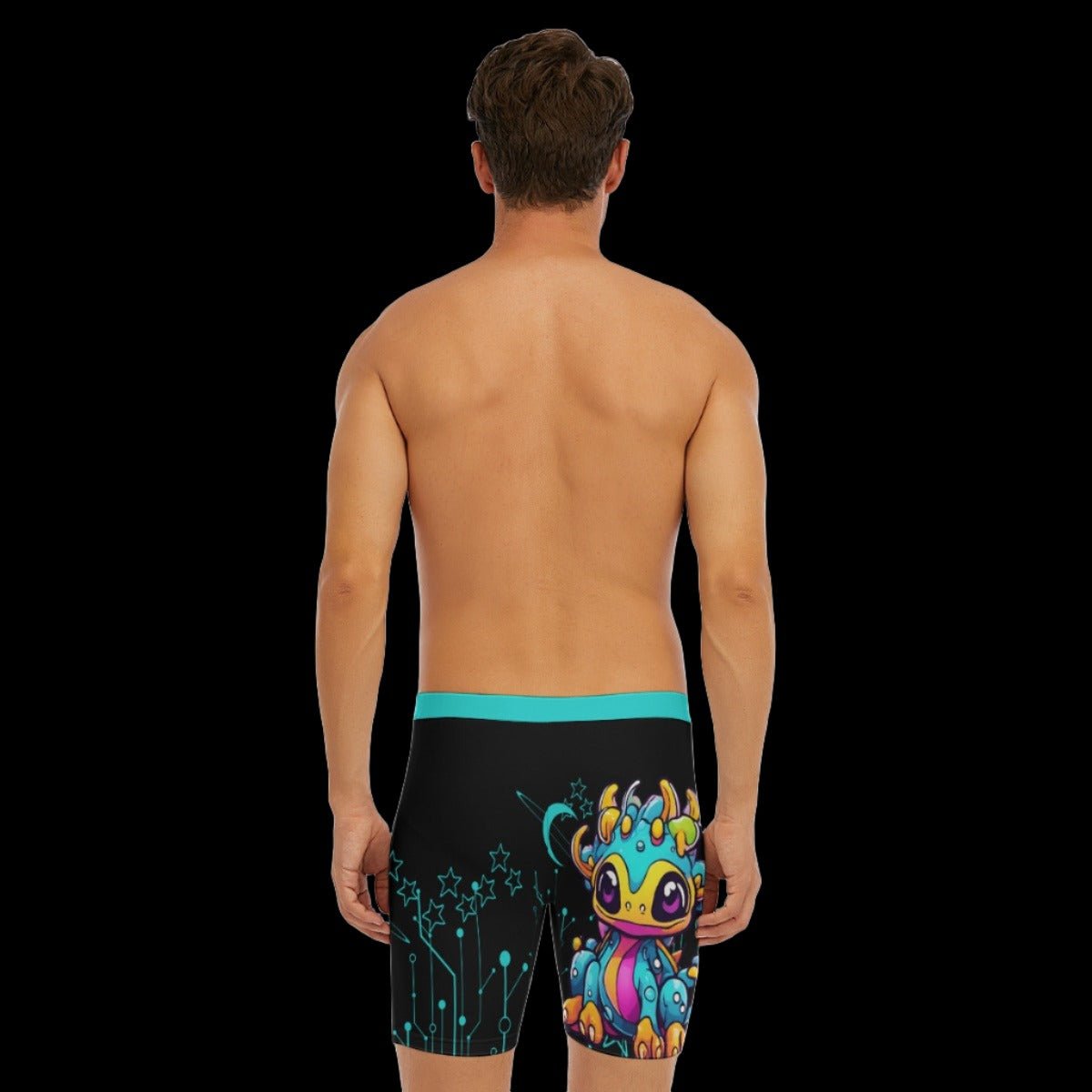 Neon Cyberpunk Dragon Men’s Long Boxer Briefs