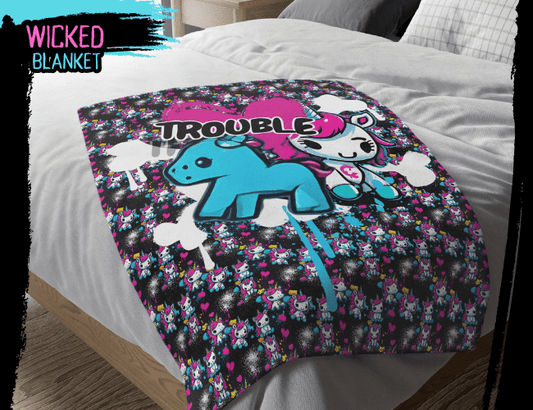 Neon Trouble Unicorn Blanket
