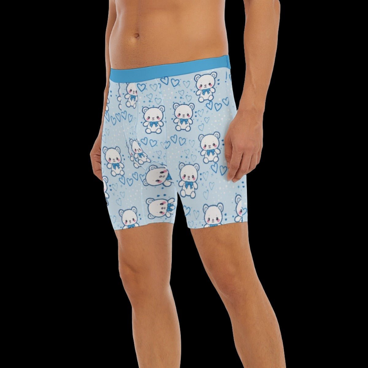 Pastel Blue Teddy Bear Men’s Long Boxer Briefs