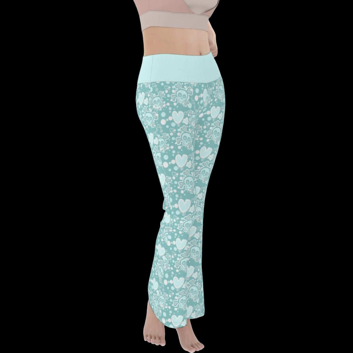 Pastel Goth Aqua Monochrome Women’s Flare Yoga Pants - yoga pants