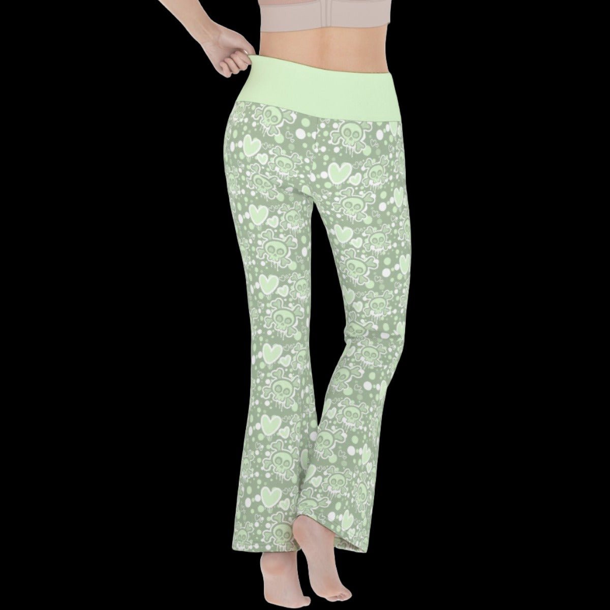 Pastel Goth Green Monochrome Women’s Flare Yoga Pants