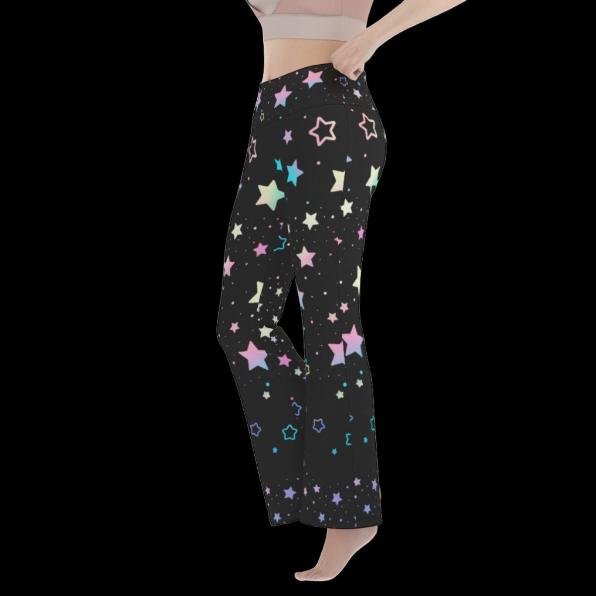 Pastel Starry Night Black Women’s Flare Yoga Pants - yoga pants