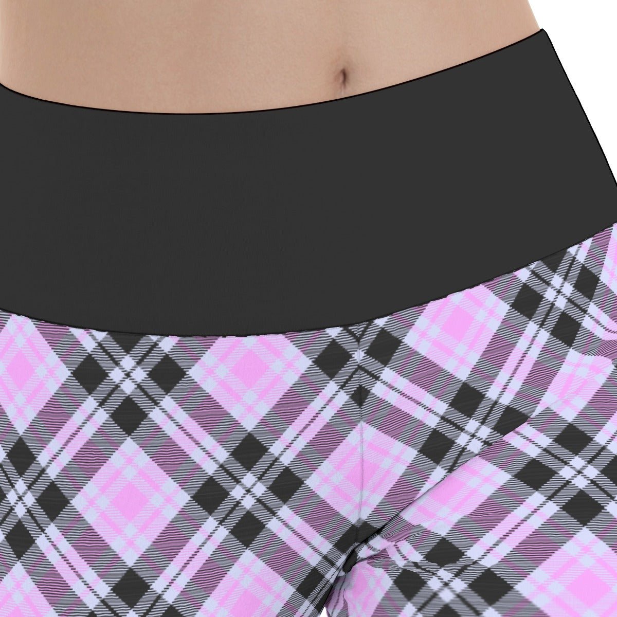 Pink & Black Plaid Women’s Flare Yoga Pants - yoga pants