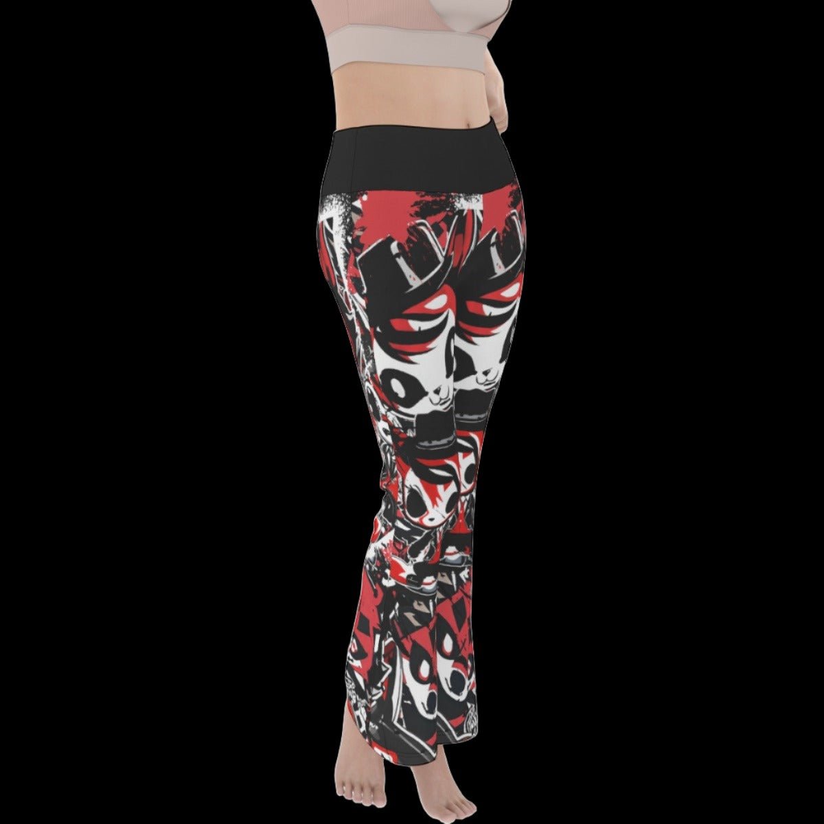 White & Red Alternative Punk Wolf Women’s Flare Yoga Pants