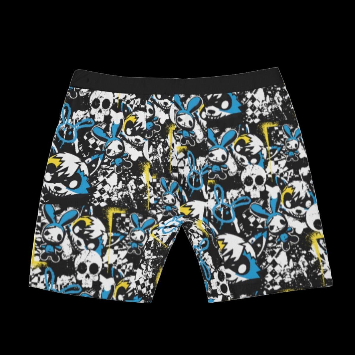 Yellow Blue Graffiti Wolf Bunny Men’s Long Boxer Briefs